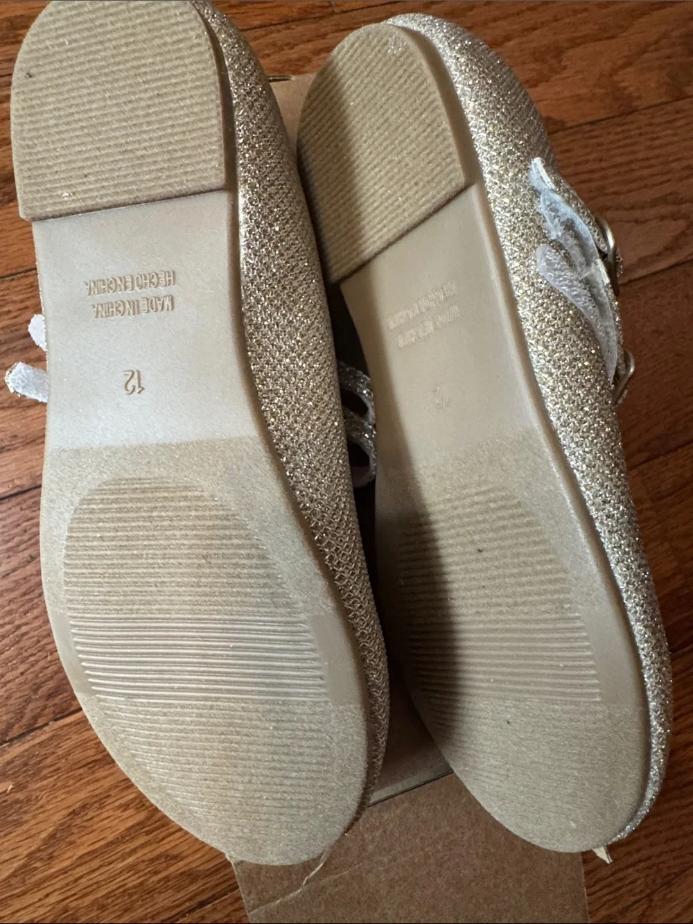Girls Sparkle Mary Jane Flats in Light Gold